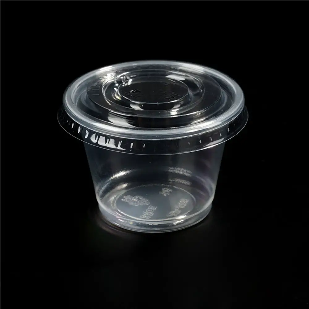 1oz Plastic Sauce Cup Small Plastic Cups With Flat Lid Wholesale