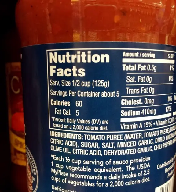 33 Ragu Spaghetti Sauce Nutrition Label