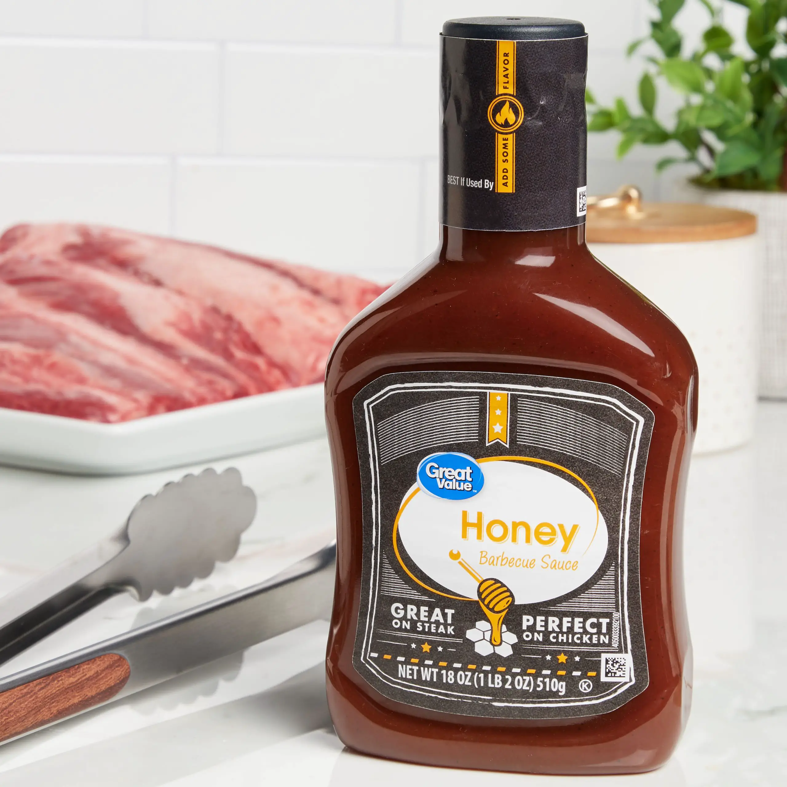 (4 Pack) Great Value Honey Barbecue Sauce, 18 oz