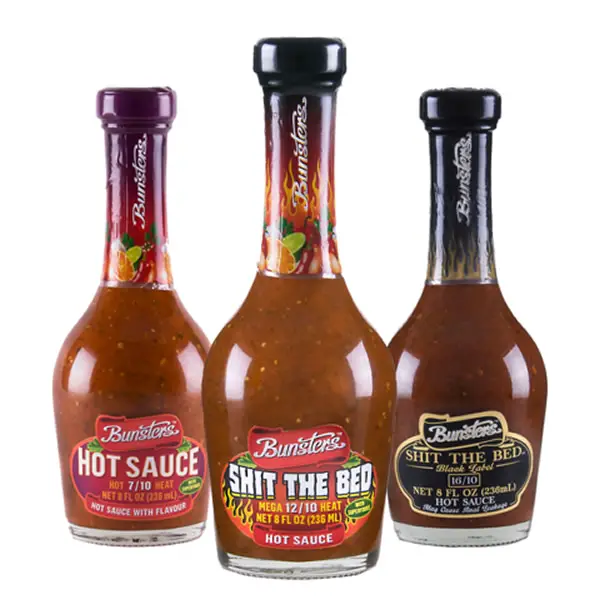 Bunsters " Sh*t The Bed"  Hot Sauce now available in the UK