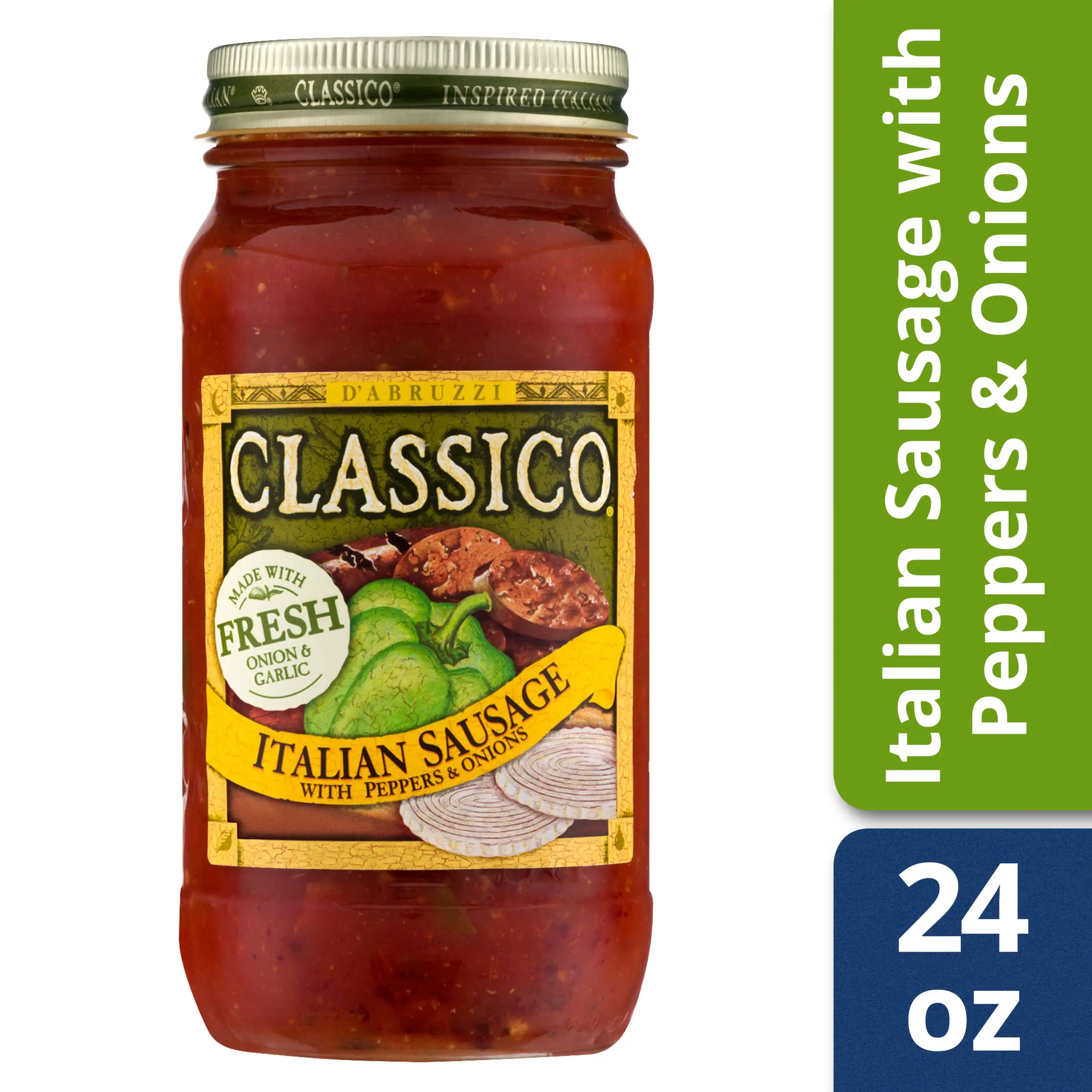 Classico Italian Sausage with Peppers and Onions Pasta Sauce, 24 oz Jar ...
