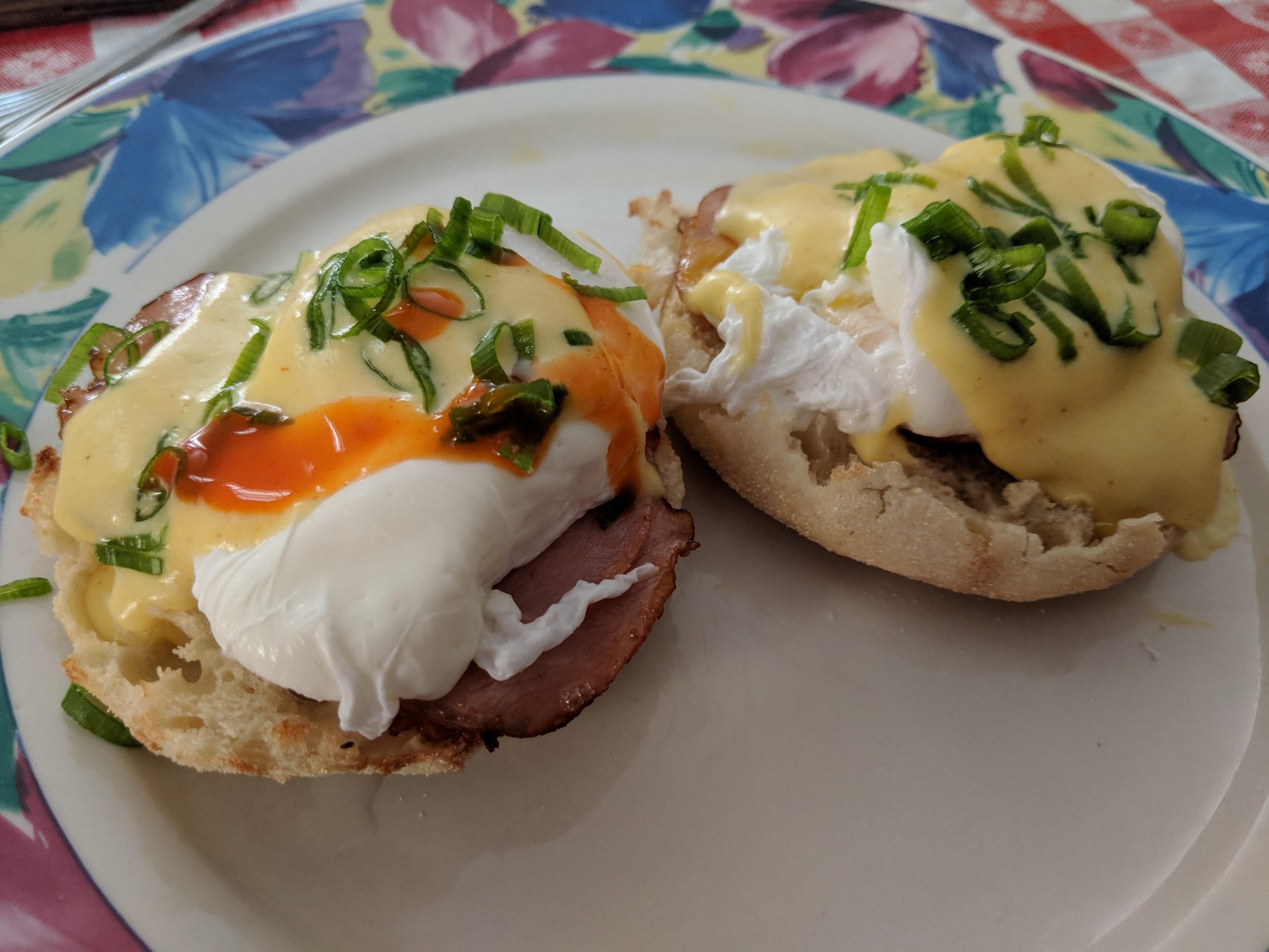 Eggs Benedict with hollandaise sauce made from scratch ...