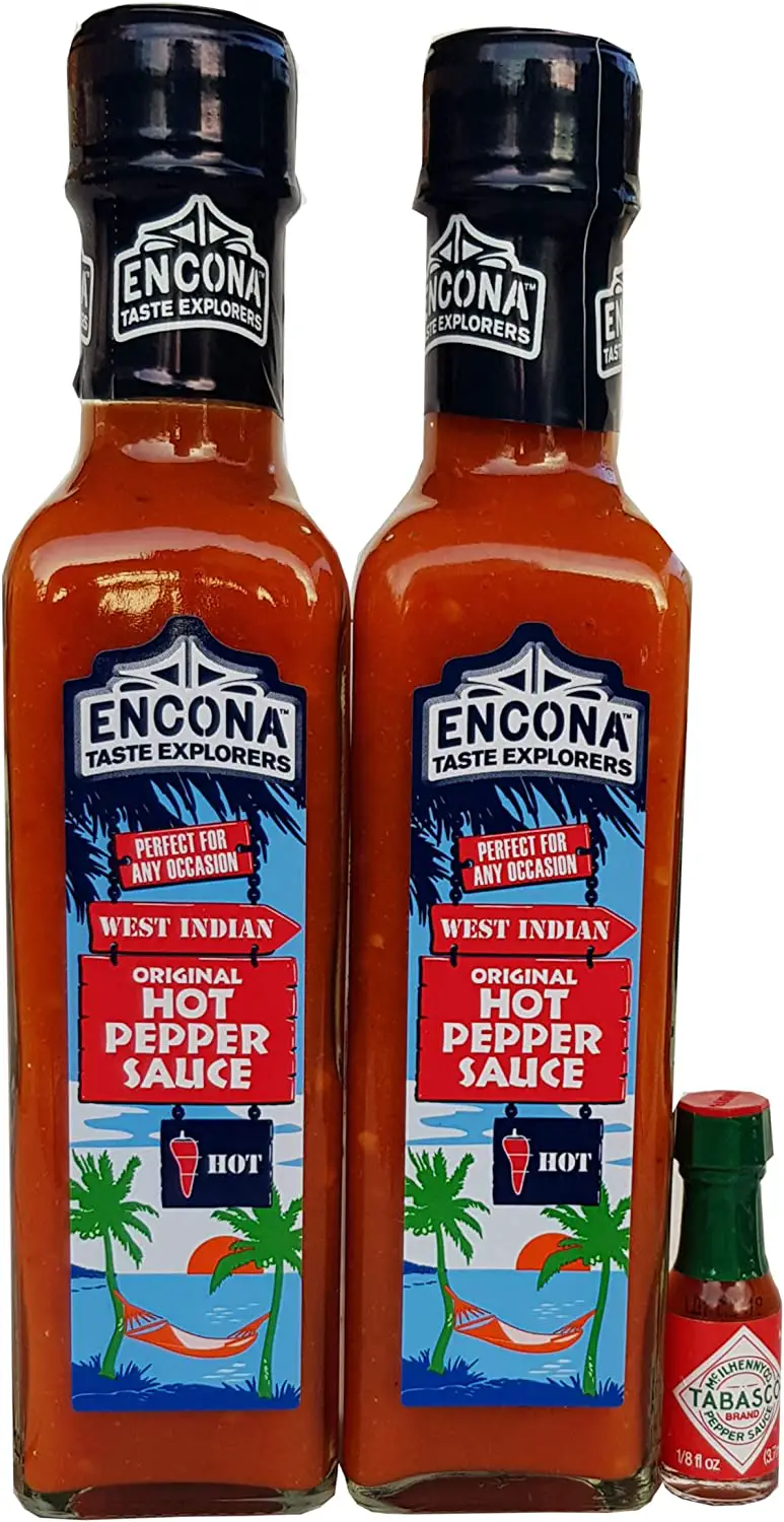 Encona Large Hot Pepper Sauce (2x220ml) and MiniTabasco (3.7ml): Amazon ...