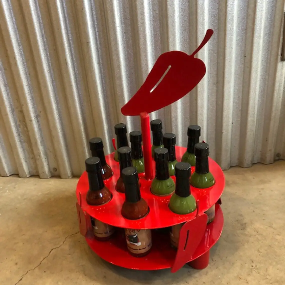 Hot Sauce Display Stand Holds 12 Bottles of Hot Sauce With