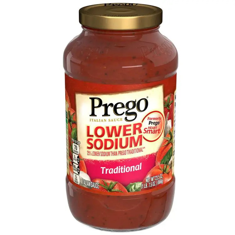 Prego Lower Sodium Traditional Italian Sauce, 23.5 oz ...