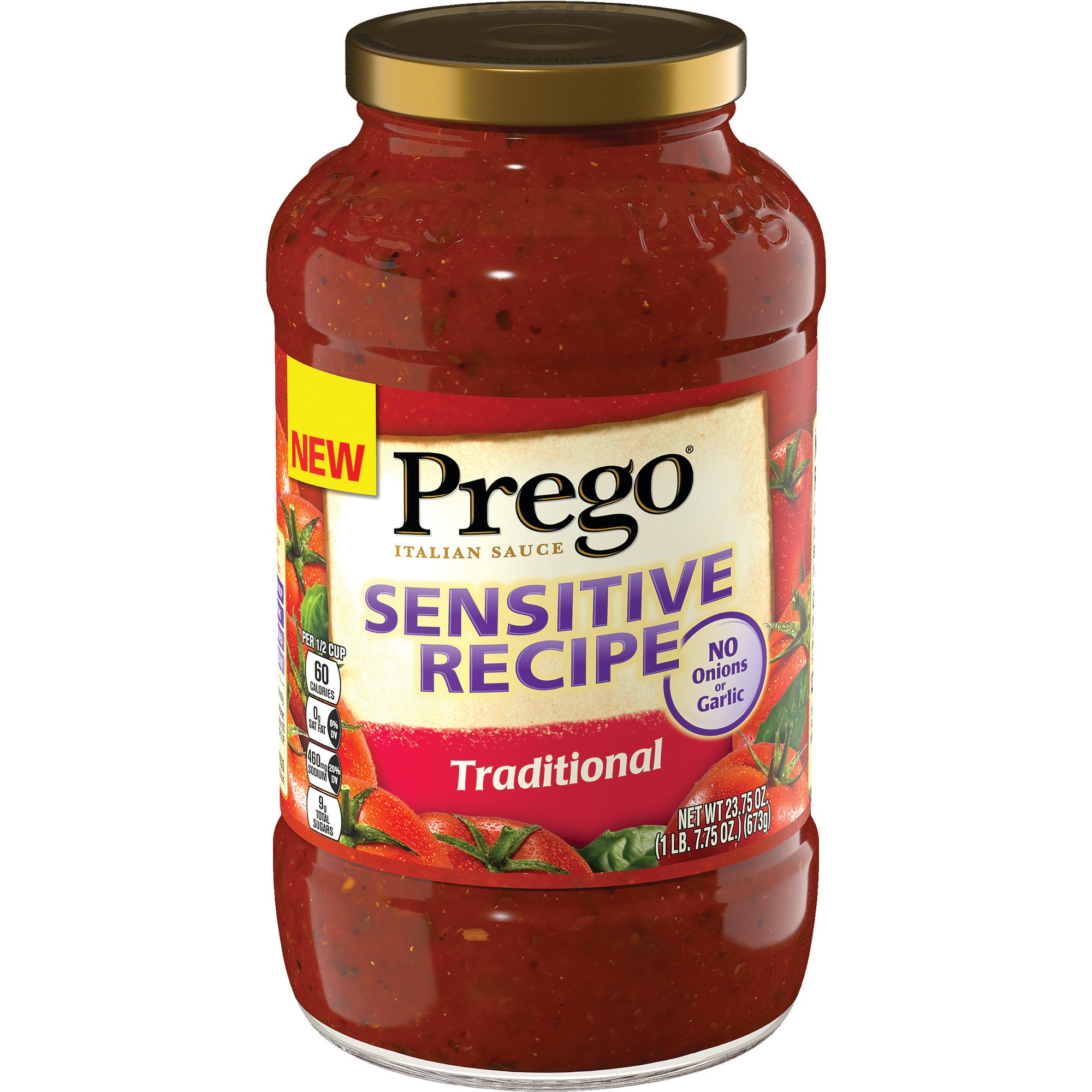 Prego Pasta Sauce, Sensitive Recipe Traditional, 23.75 oz ...
