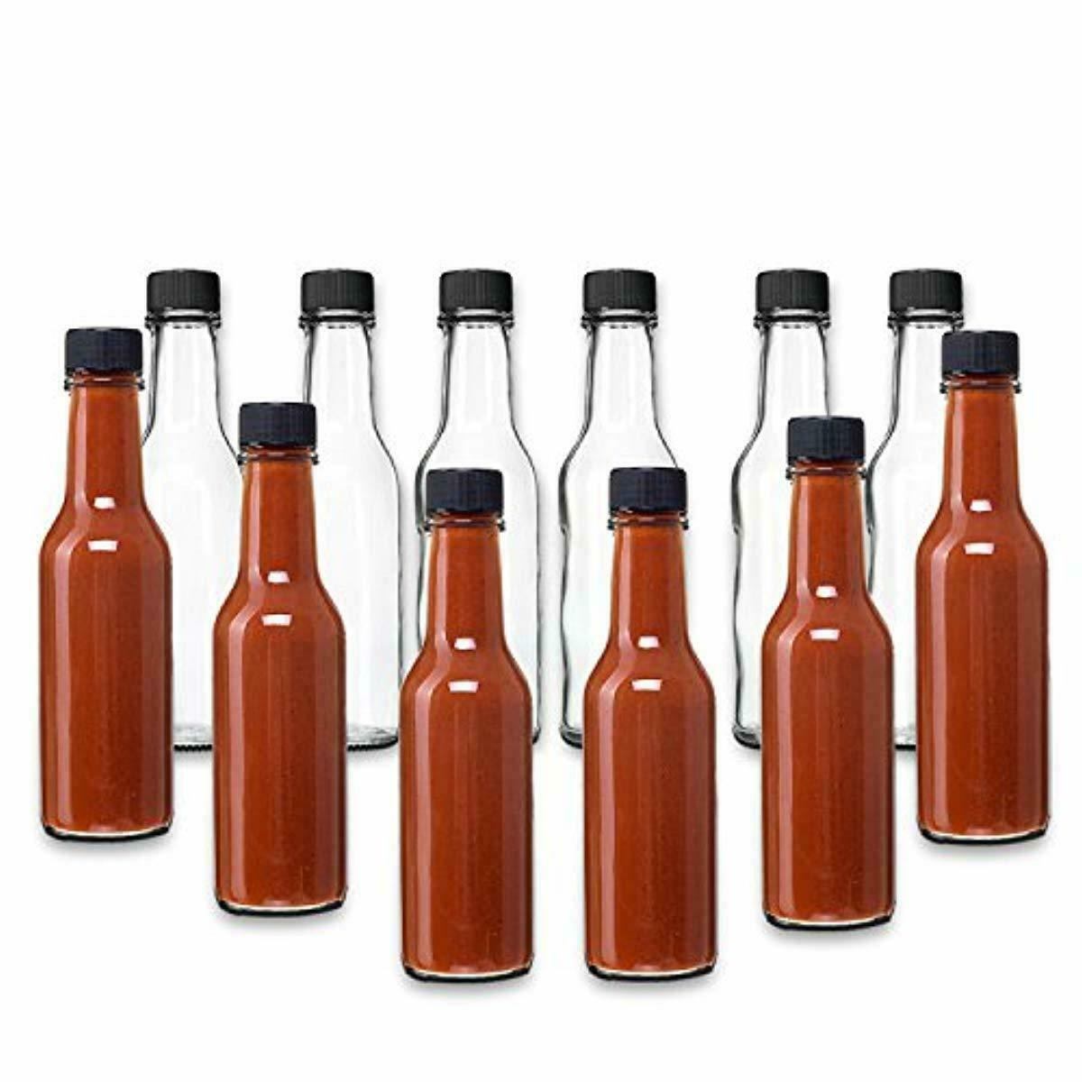 Premium Vials, Clear 5 Oz Glass Woozy Hot Sauce Bottles ...
