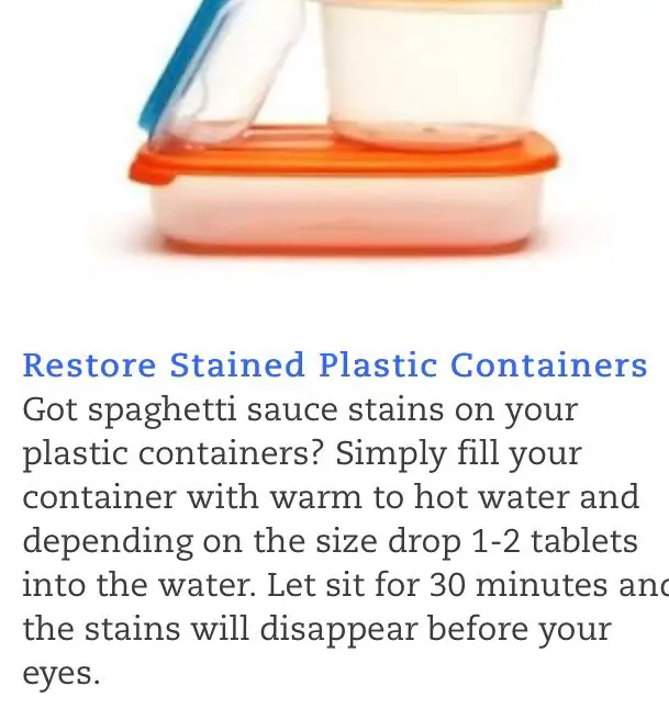 remove stains on tubberware