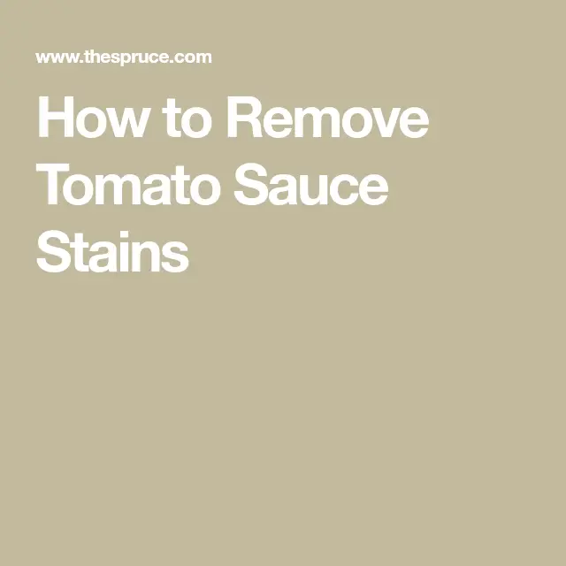 Removing Tomato Sauce Stains From Clothing