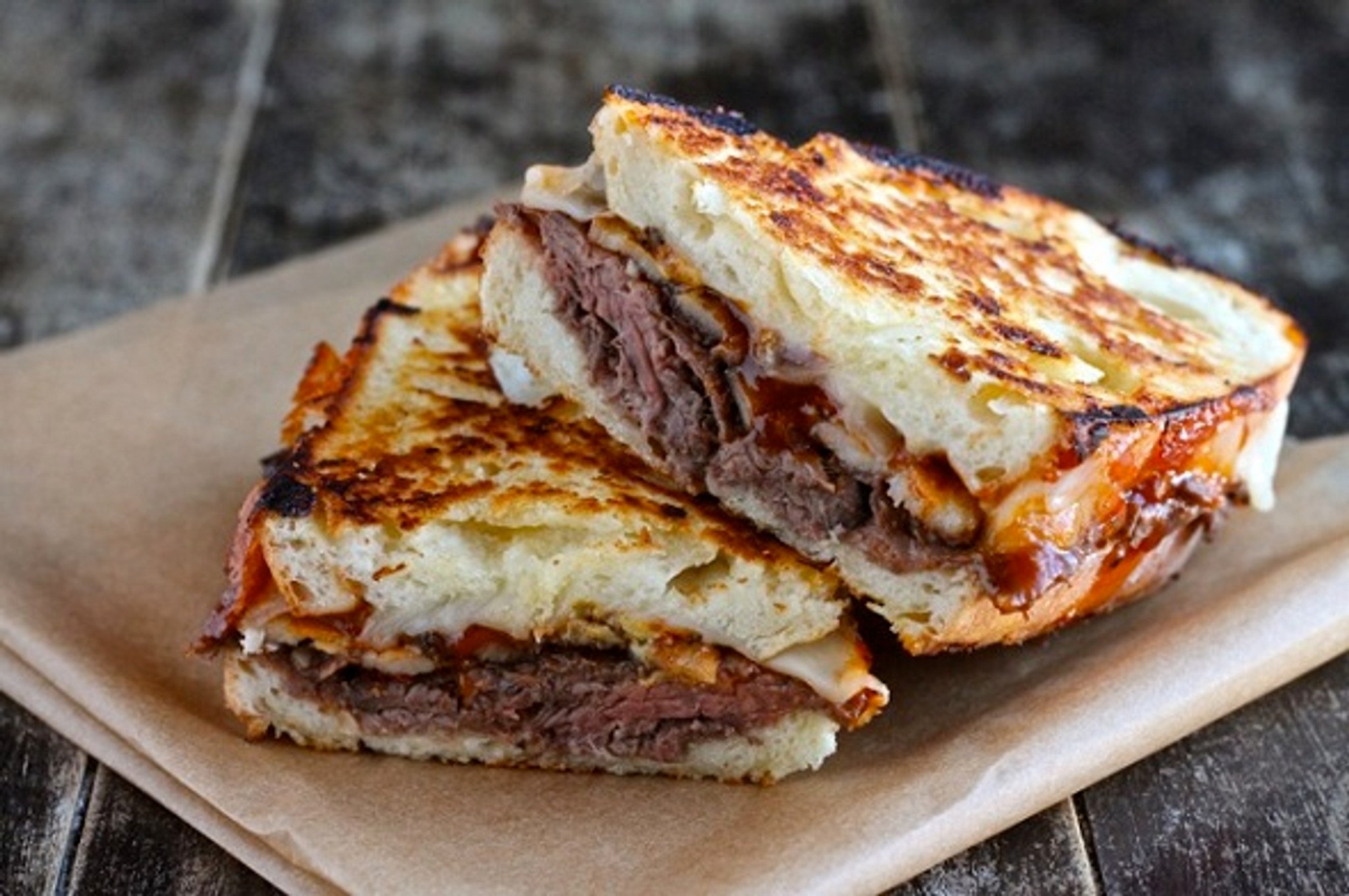 Roast Beef Grilled Cheese w/ BBQ Sauce