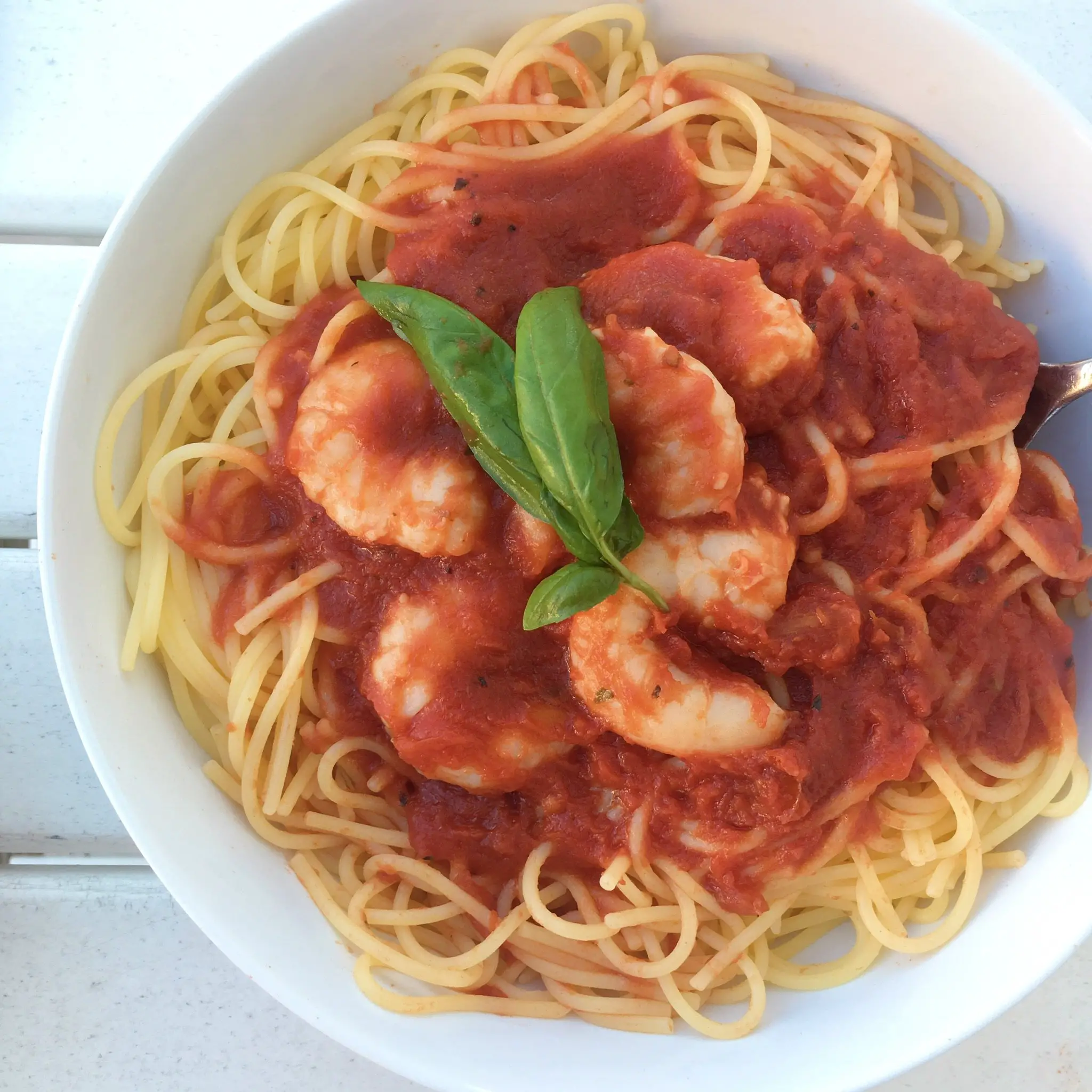 Shrimp Marinara over Spaghetti  healthyGFfamily.com