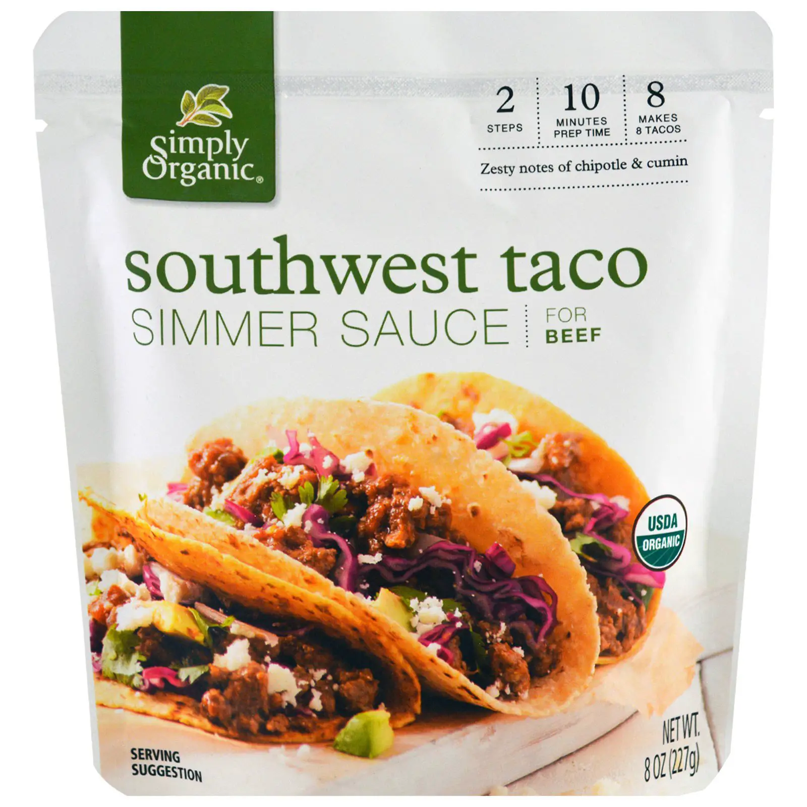 Simply Organic, Organic Simmer Sauce, Southwest Taco, For Beef, 8 oz ...