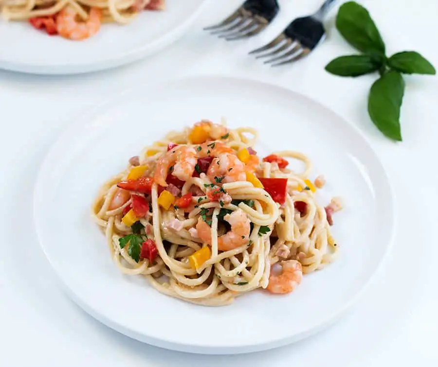 Spaghetti Alfredo with Pancetta and Shrimp â Posh Journal