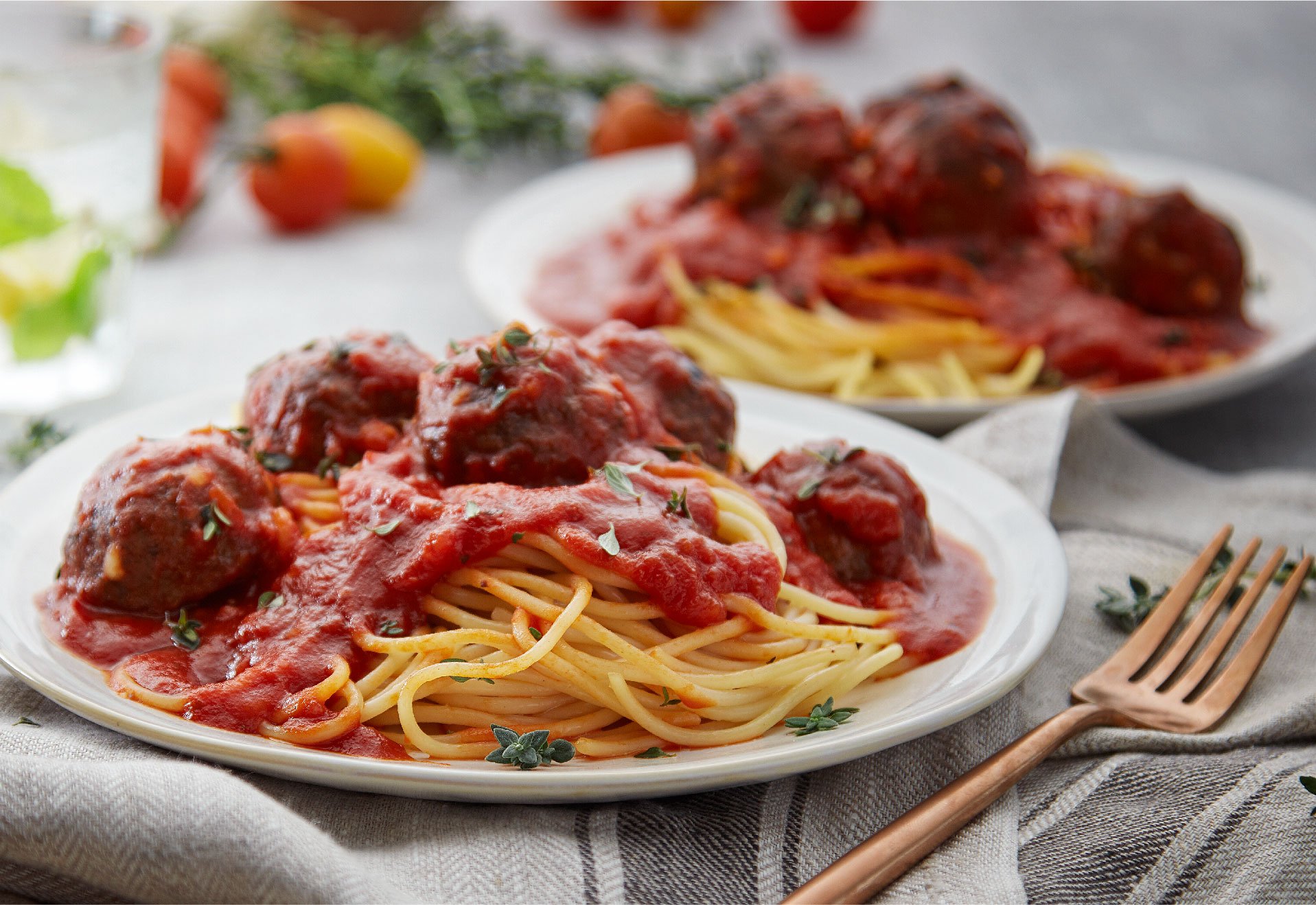 Spaghetti with Roman Meatballs in Arrabiata Sauce