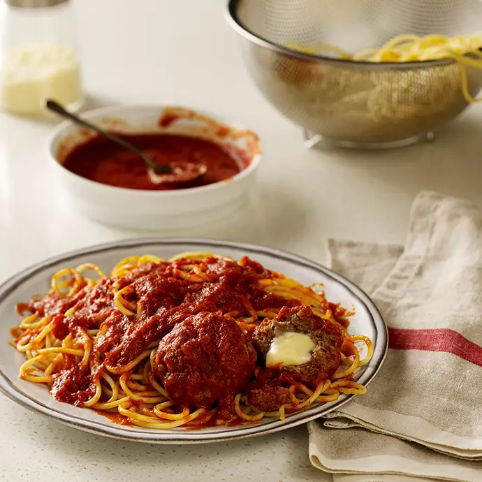 Spaghetti with Stuffed Meatballs Recipe