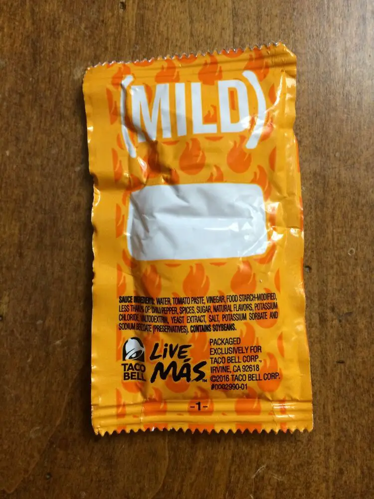 Taco Bell Mild Blank Hot Sauce Packets