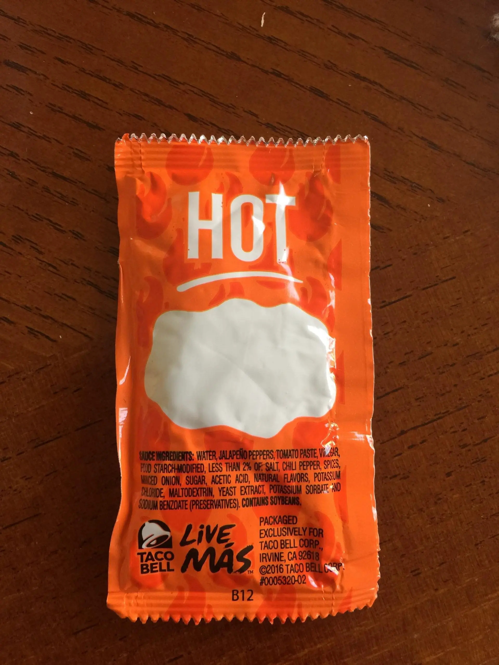 This Taco Bell hot sauce packet speech bubble is blank