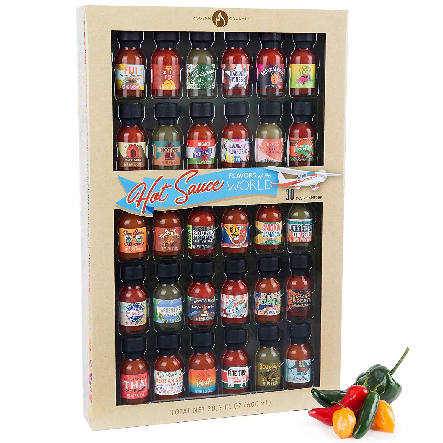 Thoughtfully Gifts, Flavors of the World Hot Sauce Sampler ...